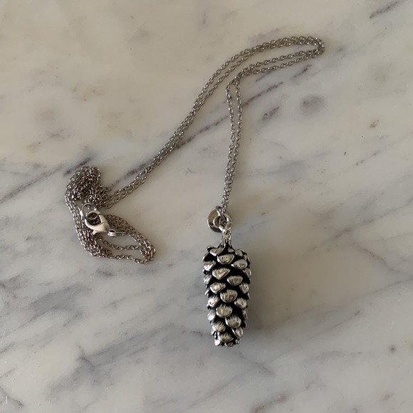 Cottagecore Pinecone Silver Necklace Made in Canada - Picture 2 of 3